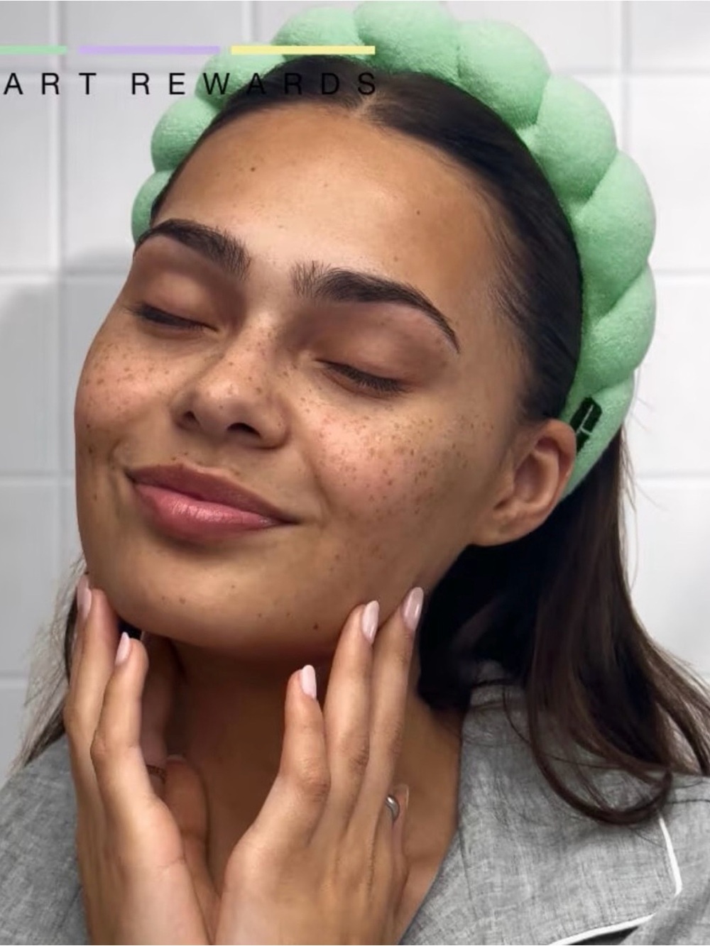 Clinique Mint Green Padded Headband for Skincare Routines